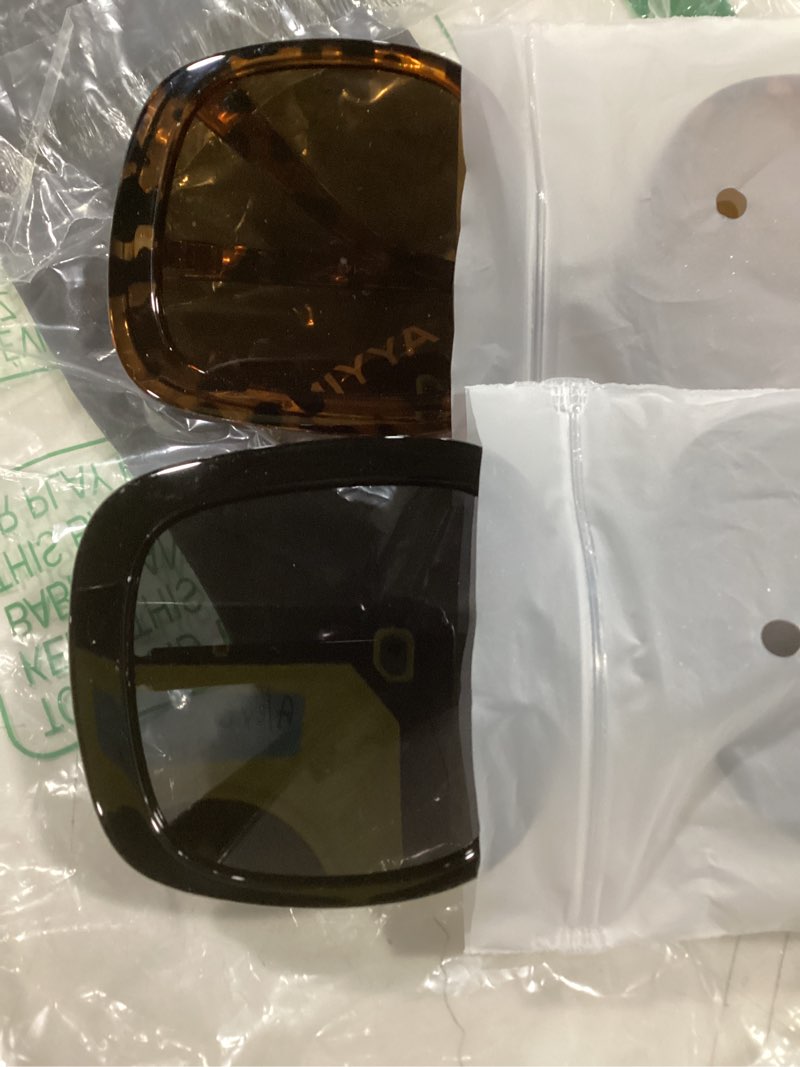 Condition photo showing Good Condition for miyya oversized polarized sunglasses women, trendy retro sun glasses for women 2025, oversized shades all black + amber tortoise light polarized
