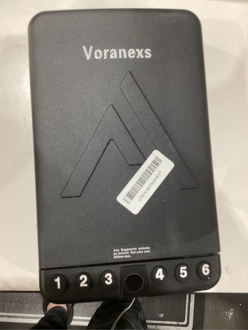 Condition photo showing As Is for safe only voranexs gun safe,travel-sized portable biometric gun safe - pistol safe with fingerprint & digital keypad quick access, portable travel gun safes for car, home, nightstand, bedside & drawer large