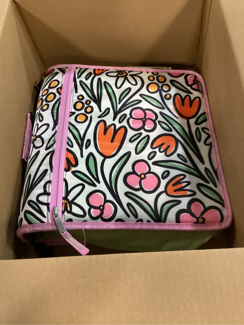 Condition photo showing As Is for Case-it Mighty Zip Tab School Zipper Binder | 3-Inch O-Rings, 600-Sheet Capacity, 5-Subject Expanding File Folder, Multiple Pockets & Storage Organizer, Shoulder Strap | D-146 Fun Flowers F Fun Flowers 1 Pack