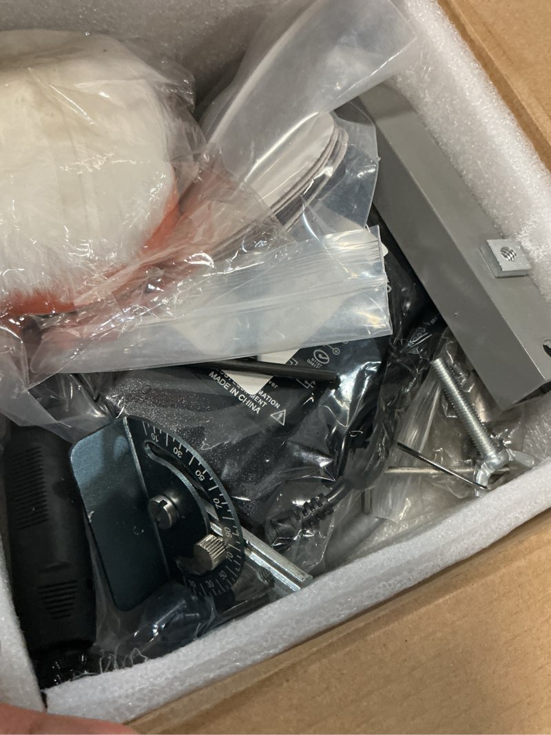 Condition photo showing Good Condition for mini table saw, sinpiode multi-functional desktop portable table saw for crafts with adjustable speed & angle, all-in-one cutting, sanding, engraving & drilling tool for wood, acrylic, plastic, pcb grey