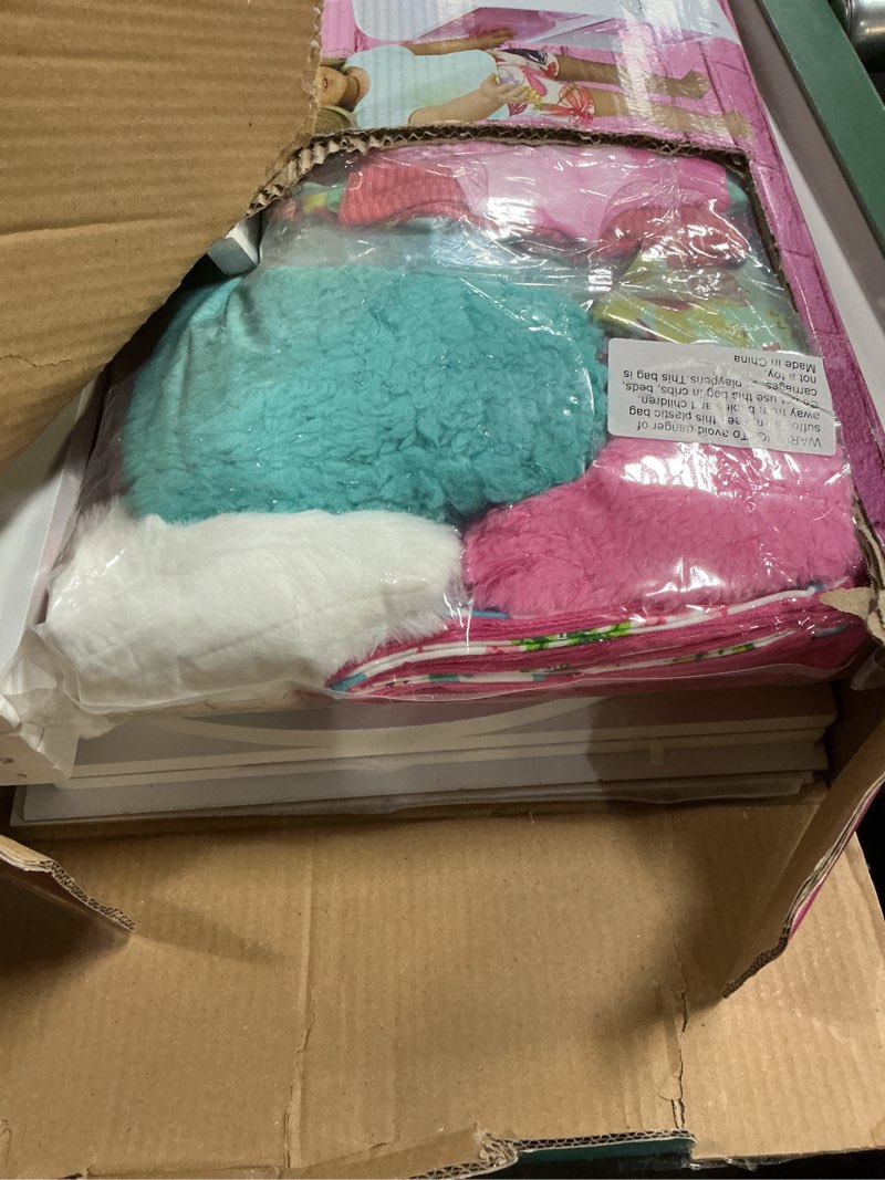 Condition photo showing Good Condition for doll bunk bed - bunk bed for 18 inch dolls 23 piece set complete with linens, pajamas, and shelves, fits american girl doll