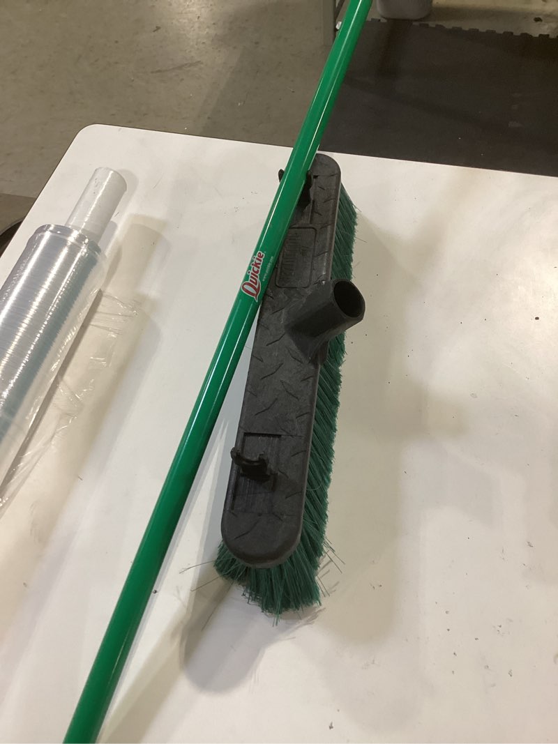 Condition photo showing As Is for quickie bulldozer 18-in heavy-duty multi-surface green push broom