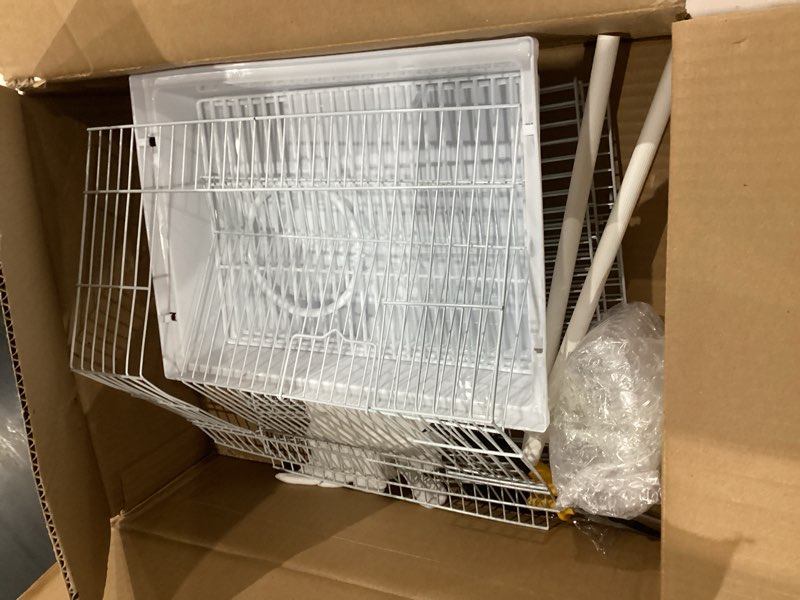 Condition photo showing As Is for small bird travel cage - the lightweight small birds starter kit with birdcages and accessories great for parakeets lovebirds parrotlets finches canaries white 13.5"l x 11.2"w x 22"h