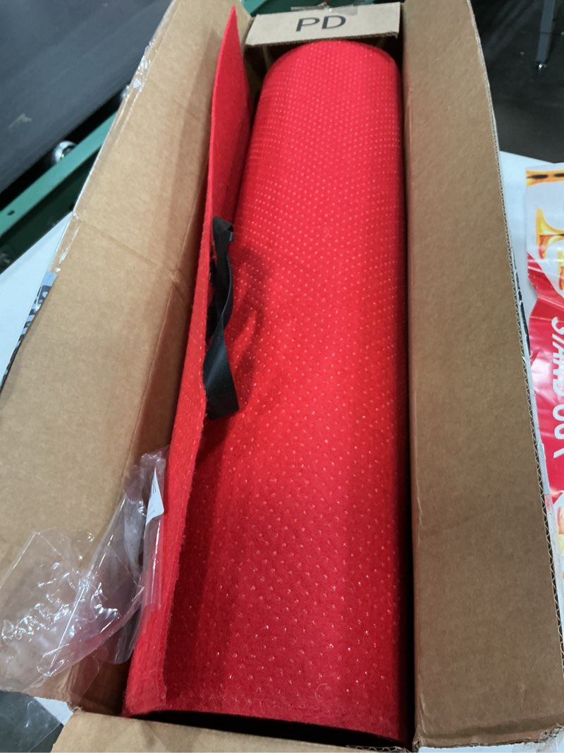 Condition photo showing Good Condition for Red Carpet Runner for Party 2.2 x 16.4 FT- Non Slip 3mm Thick Wedding Aisle Runner - Red Rug for Indoor Outdoor Ceremony Party Decorations Hollywood Oscars Event Runway Fashion Show