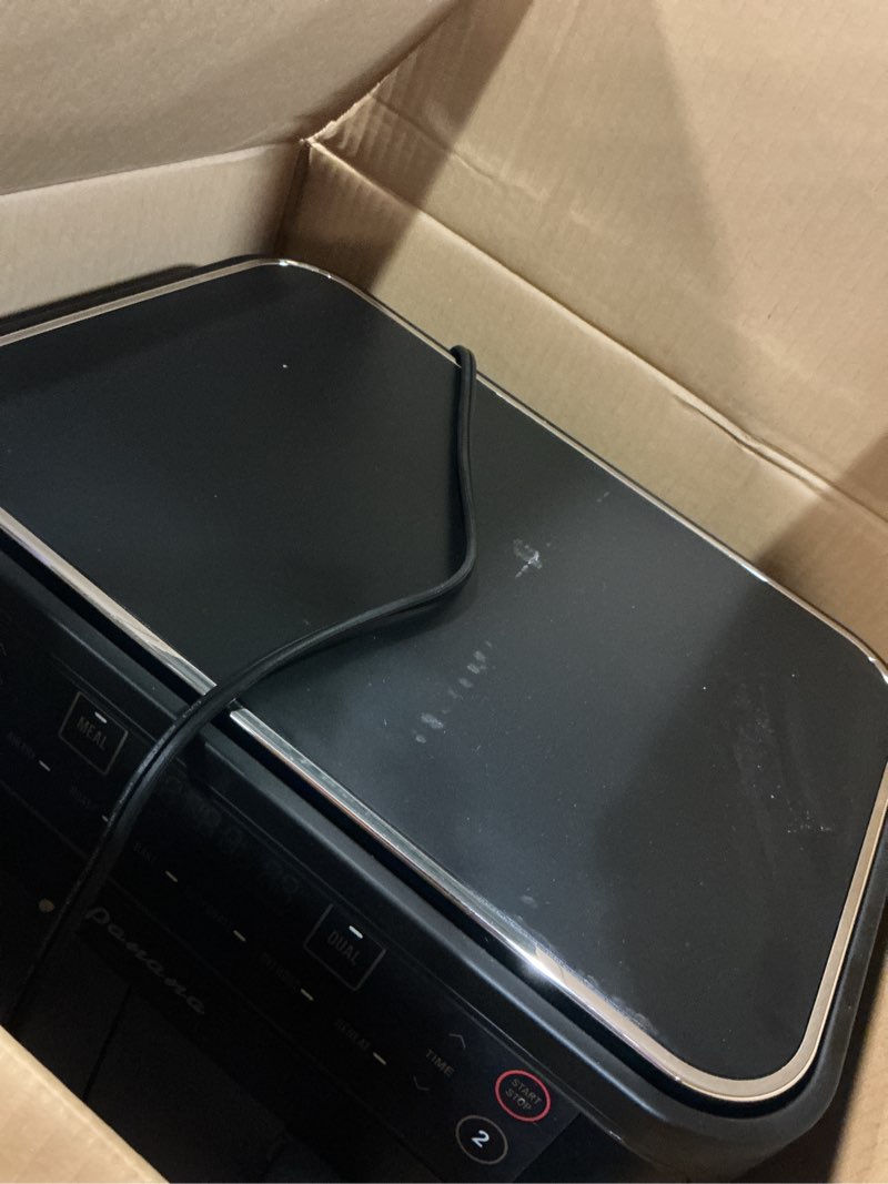 Condition photo showing As Is for Air Fryer 8.5QT, Dual Zone 6 in 1 Air Fryer for Roast, Bake, Dehydrator, Defrost, Reheat for Quick Meals, Airfryers for Family Use