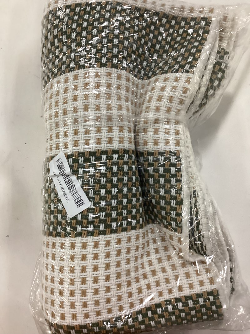 Condition photo showing New/Like New for boho striped front door mat outside entrance 2x4.3,green and white washable porch rug runner,cotton hand woven indoor outdoor rugs,foldable farmhouse layered door mats for entryway 2'x4.3' green