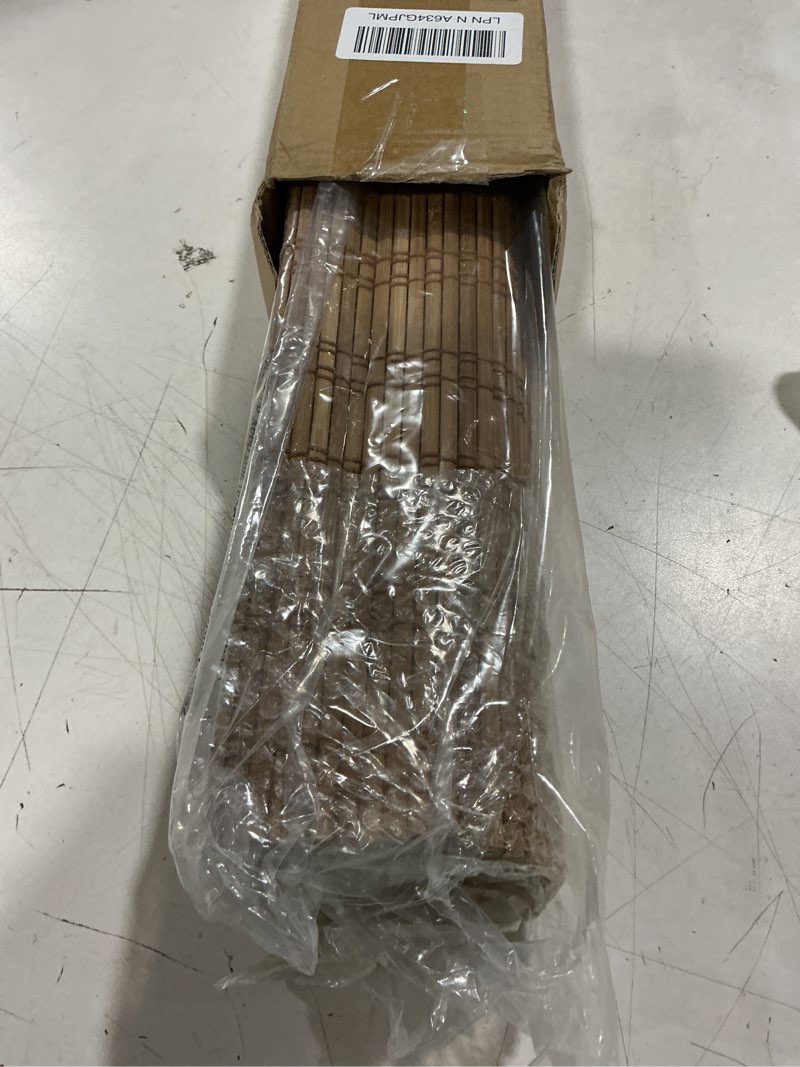 Condition photo showing Good Condition for lazblinds no drill bamboo roman shades, 28" w × 48" h, ceylon light russet | cordless tool-free light filtering window treatment, roll up bamboo blinds for windows light filtering-ceylon light russet 28" w × 48" h
