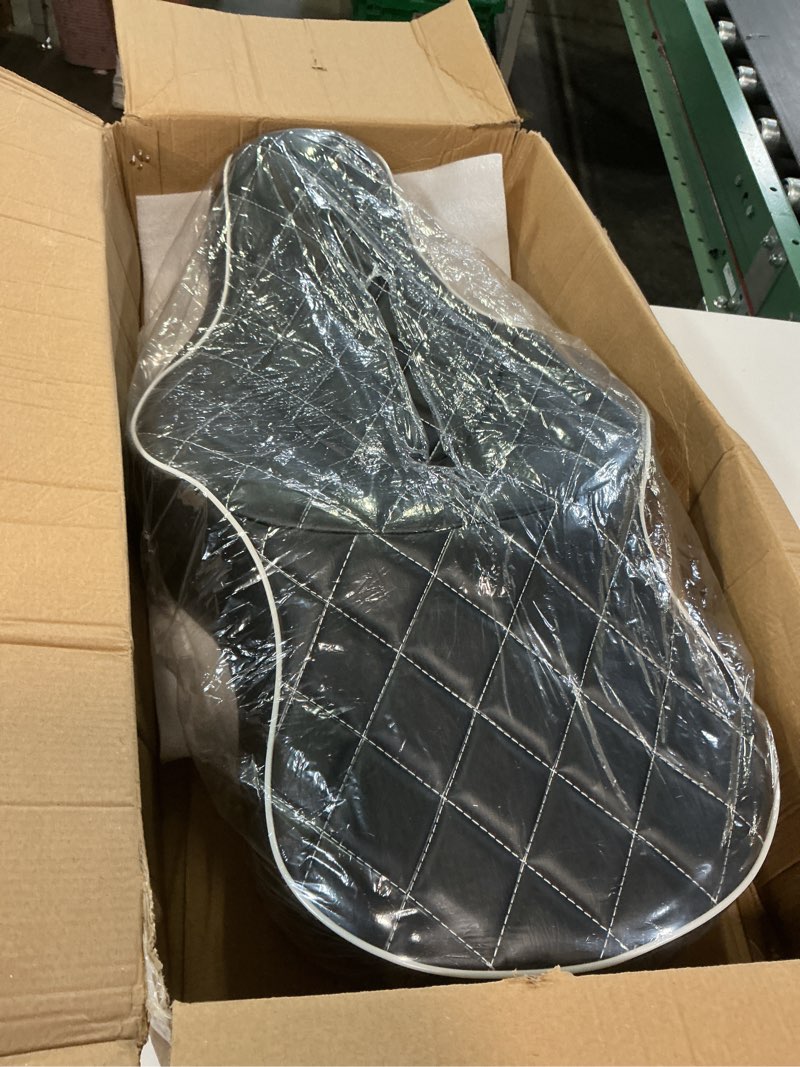Condition photo showing Good Condition for motorcycle 2-up driver passenger seats front rear sportster seat cushion pad black leather replacement for harley davidson sportster iron 883 1200 48 72 xl xr custom 2004-up 2-up seat small (no pattern with seat strap)
