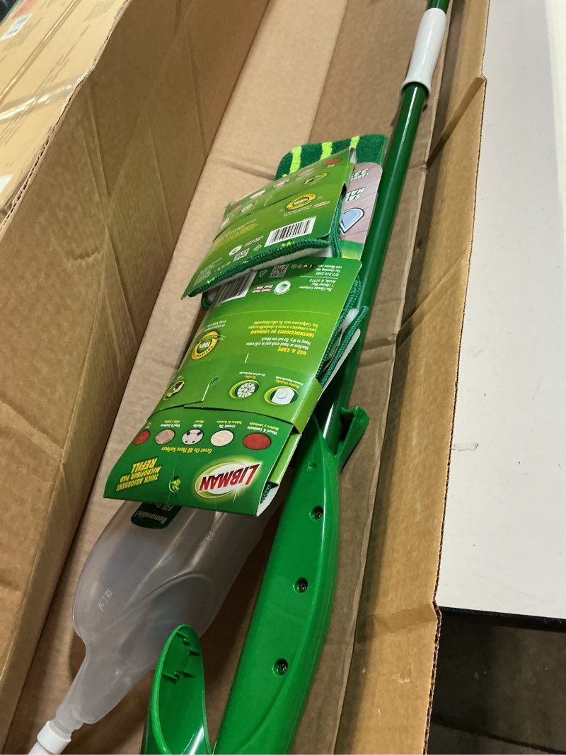 Condition photo showing Good Condition for Libman Freedom Spray Mop Kit, Microfiber Wet Mops for Floor Cleaning, Hardwood, Laminate, Tile Cleaner, Household Tool, 24 Oz Solution Tank, Two Extra Replacement Refill Heads Included