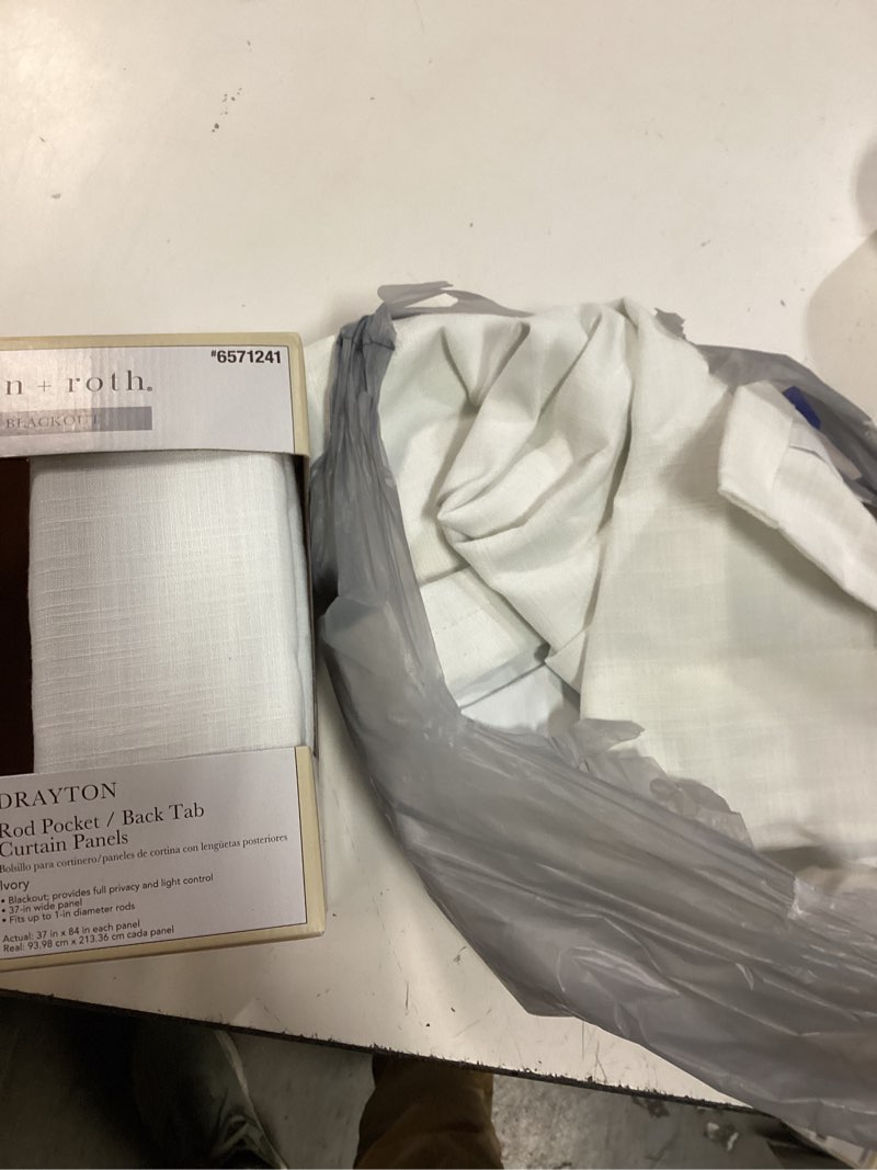 Condition photo showing Good Condition for allen + roth 84-in ivory blackout interlined back tab curtain panel pair