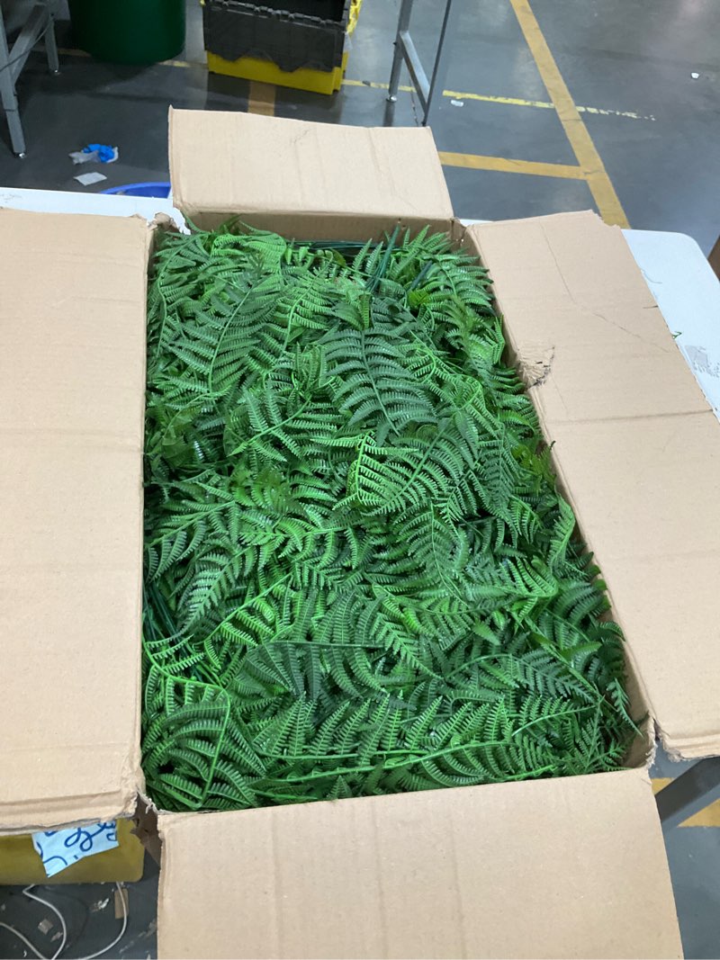 Condition photo showing Good Condition for artificial hanging plants outdoor, uv resistant fake fern faux greenery 2 set for outside planter patio home garden decor (10 branches&2 basket) 10pcs+2basket
