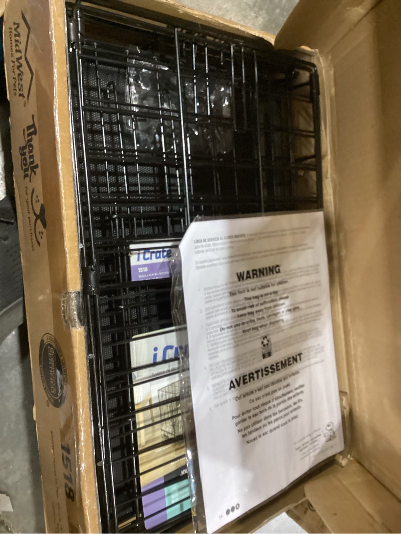 Condition photo showing Good Condition for midwest homes for pets 18-inch icrate for tiny breeds, up to 10 lbs, single door folding dog crate with divider panel, leak-proof tray & secure latch, portable, durable & easy to assemble 18.0"l x 12.0"w x 14.0"h single door