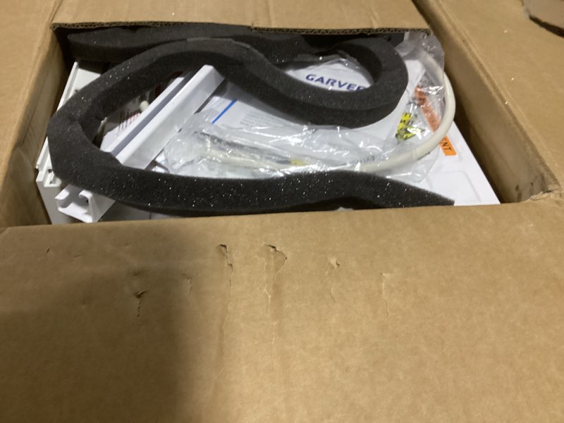 Condition photo showing As Is for 6000 btu window air conditioner, cools up to 375 sq. ft., wifi enabled energy saving window ac, remote & app control & timer function & easy install kit, perfect for small bedroom, living room 6000 british thermal units w/ wifi