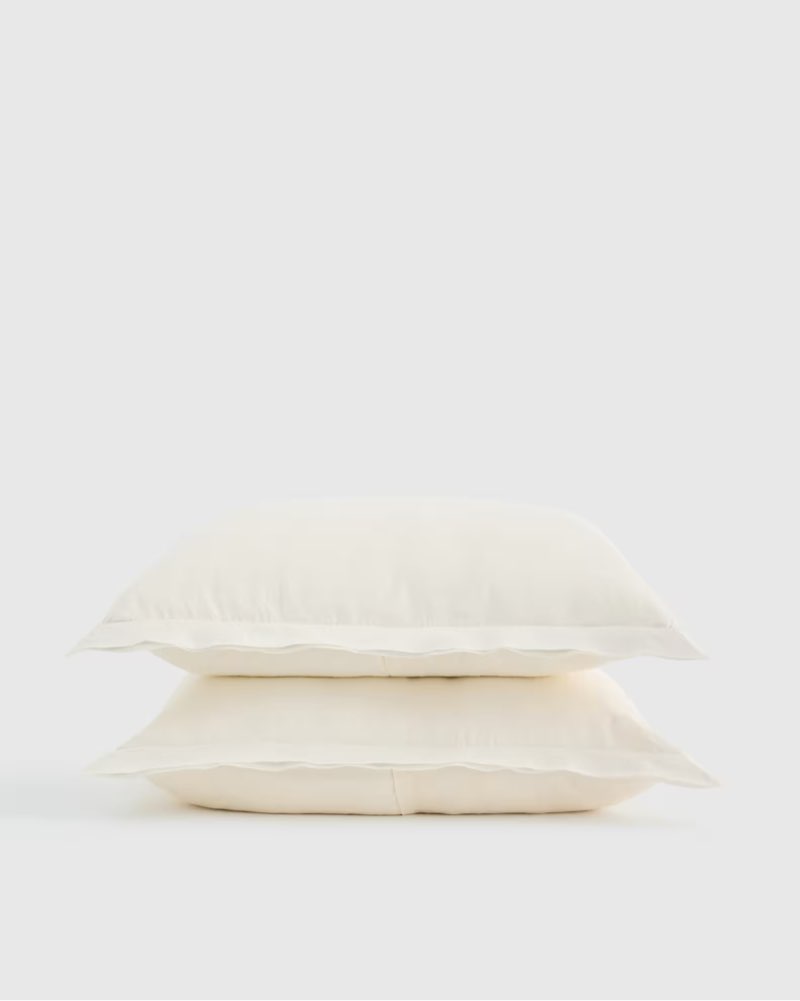 european linen double flange sham set(color ivory)