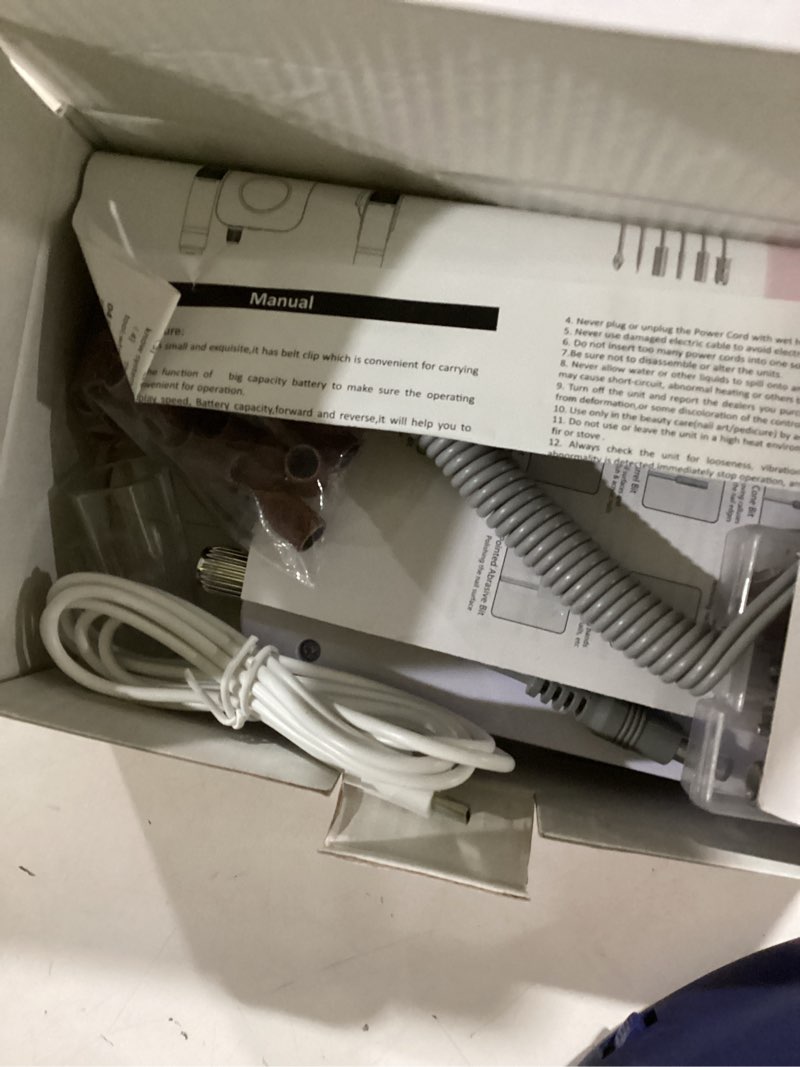 Condition photo showing New/Like New for Professional Nail Drill Electric File 45000RPM, Portable Rechargeable Electric Nail File with 11 Drill Bits & 50 Sanding Bands, Low Noise Nail Drill Kit for Acrylic Gel Nails, Salon & Home Use, Pink