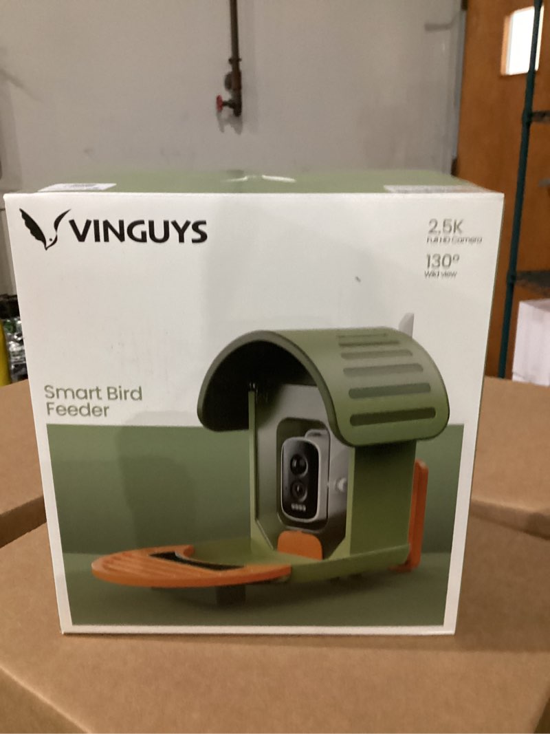 Condition photo showing New/Like New for VINGUYS® Bird Feeder with Camera, Smart Bird Feeder Camera AI Identifies 11,000+ Bird's Species, Auto-Capture 2.5K UHD Bird's Video, IP66 Waterproof Outdoor Solar Powered, Ideal Gift Green