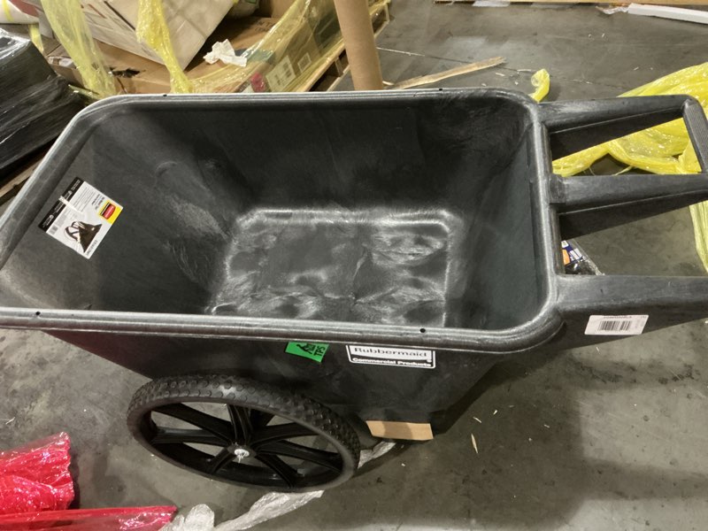 Condition photo showing Good Condition for Rubbermaid Commercial Big Wheel Agriculture Cart  300-lb Capacity  32.75w x 58d x 28.25h  Black -RCP5642BLA