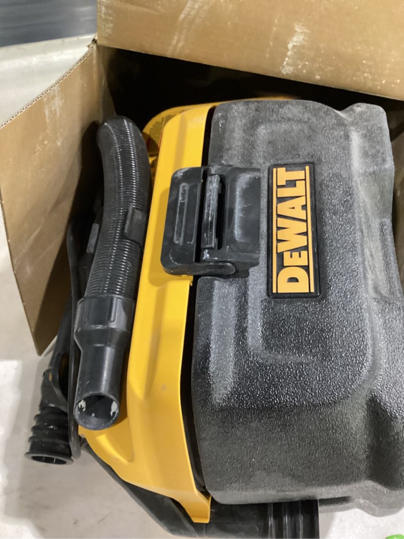 Condition photo showing As Is for *used* dewalt 20v max shop vacuum wet and dry, shop vac 2 gallon, cordless and corded wet dry vacuum cleaner, wide nozzle, hepa filter, tool only (dcv581h) wet/dry vac only