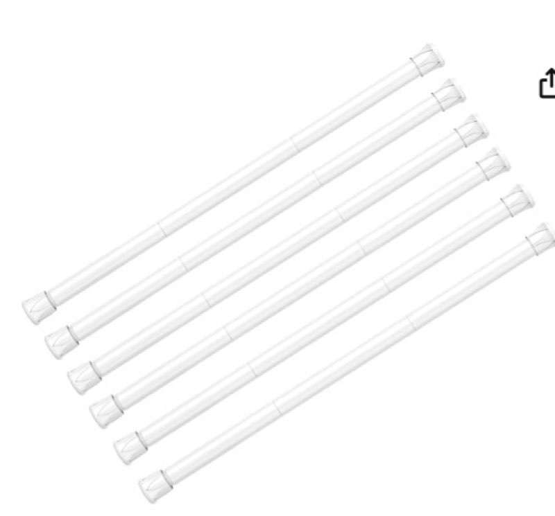AIZESI 6 PCS Tension Curtain Rod 28 to 48 Inch Black Expandable Spring Tension Rod Small Adjustable Curtain Rods for Window, Doorway, Closet, Bathroom, Kitchen Black 6Pcs 28 to 48 Inches White