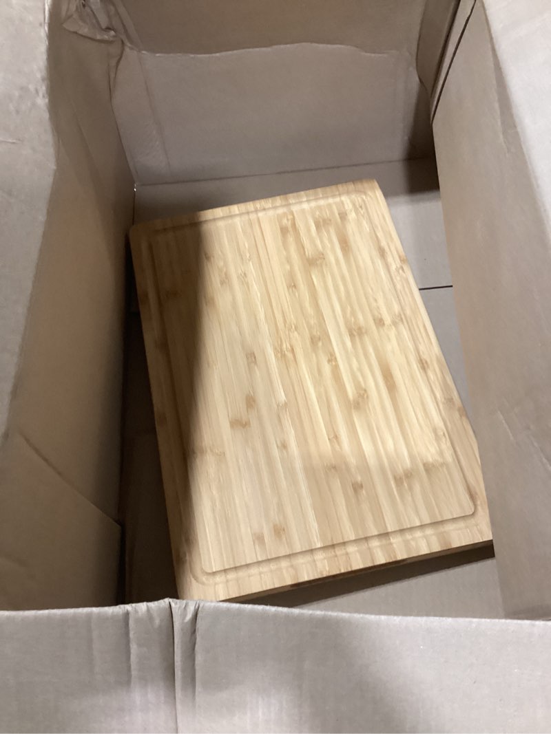 Condition photo showing Good Condition for bamboo cutting boards for kitchen, extra thick wood butcher block, heavy duty wooden chopping block, charcuterie boards & cheese platter, 14"x10"x0.9" 14"l x 10"w carbonized