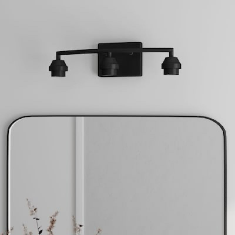 Style Selections Mix and Match 18.63-in 3 -Light Matte Black Transitional Vanity light fitter 