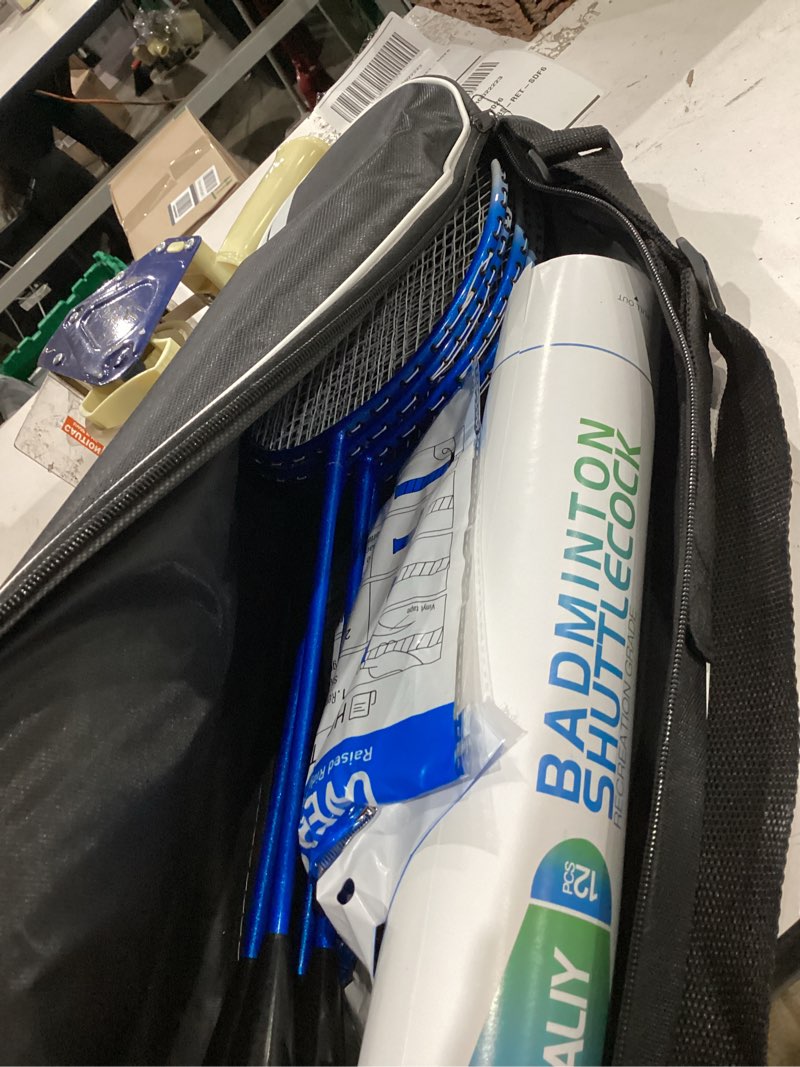Condition photo showing Good Condition for hiraliy badminton rackets set for backyards, badminton set, includ 2/4 rackets, 6/12 birdies, 1 carrying bag, outdoor game for adult family beginner 4 player(4 racket 12 birdies)