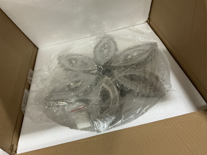 Condition photo showing Good Condition for CLAIRDAI 20" Modern Crystal Ceiling Light Led Flush Mount Chandelier Flower Light Fixture Close to Ceiling Light for Bedroom Living Room Dining Kitchen (Multi-Color) Multicolor