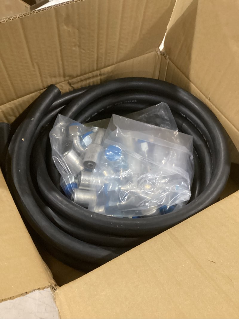 Condition photo showing Good Condition for ac hose and fitting kit, 26pcs universal air conditioning fitting set with 9.5ft #6#8#10 ac hoses, assorted direct & elbow connector and pipe cutter