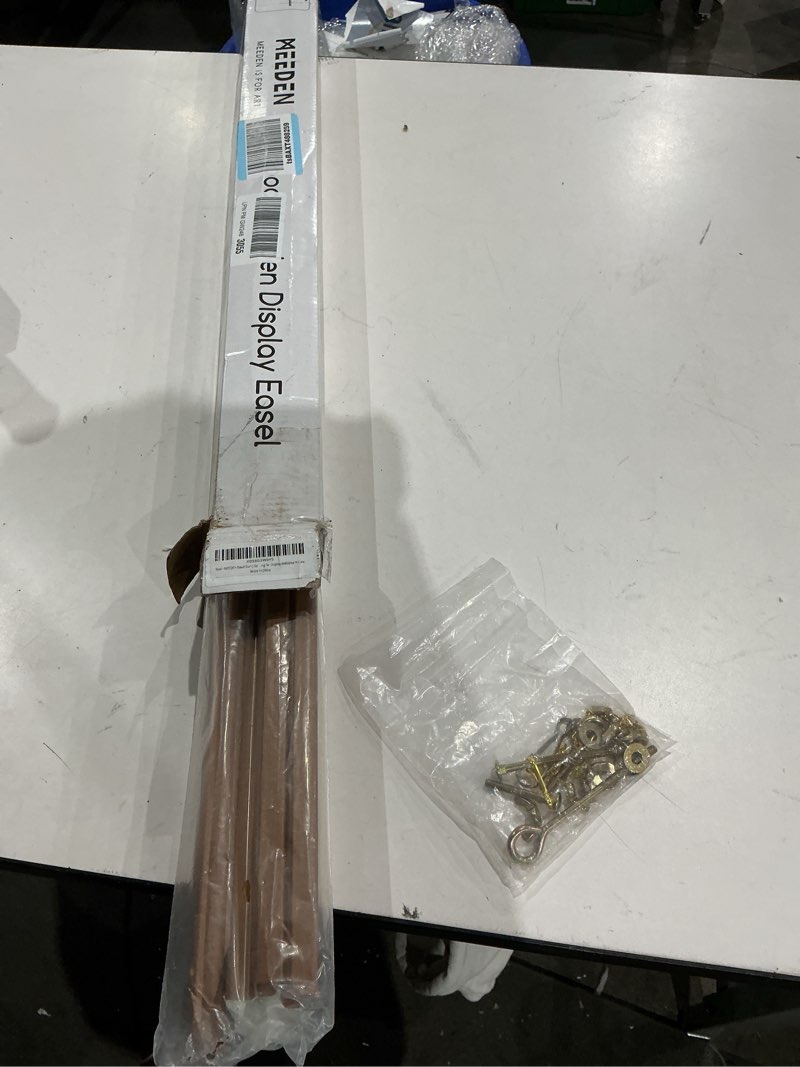 Condition photo showing As Is for meeden easel stand for wedding sign: wood tripod for poster board - wooden easel standing for display welcome picture walnut