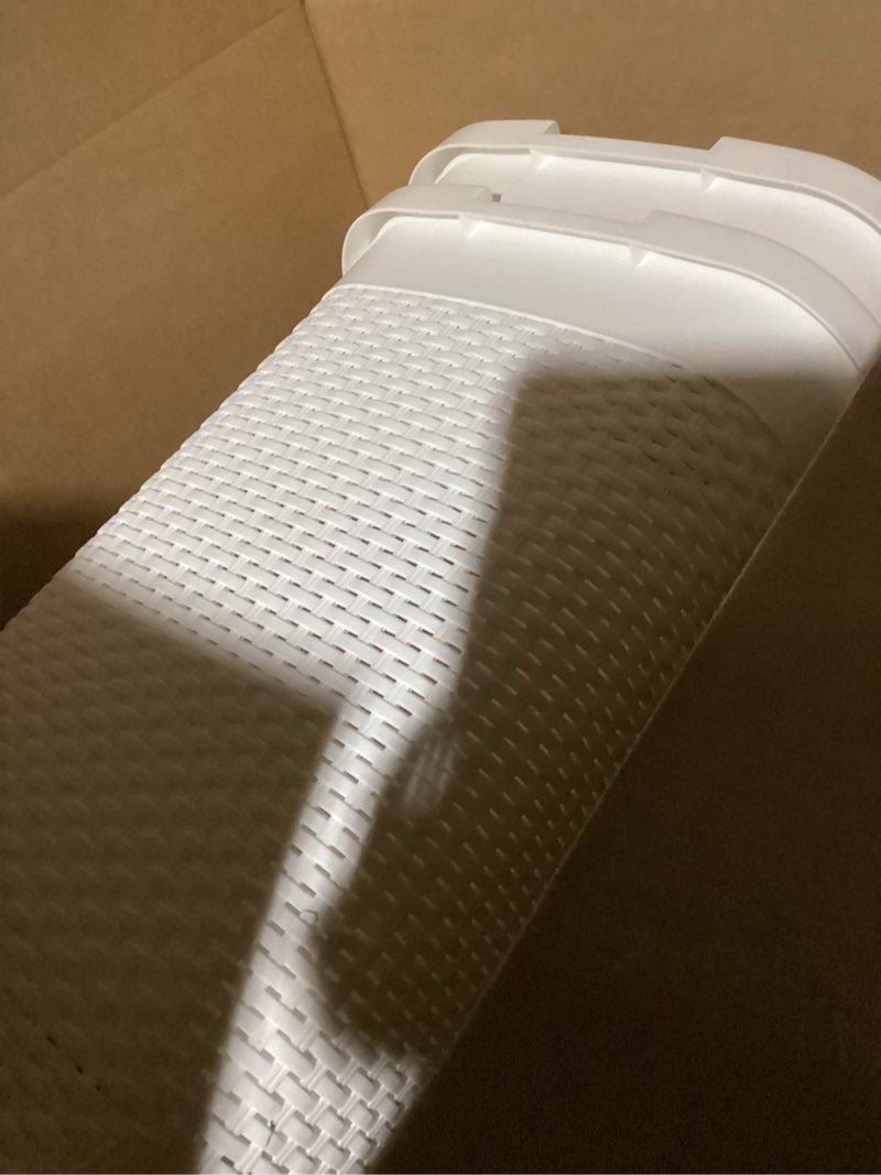 Condition photo showing Good Condition for Mind Reader Slim Laundry Hamper with Lid, 60L Clothes Baskets, Premium Wicker Design, Plastic, 2-Pack, White