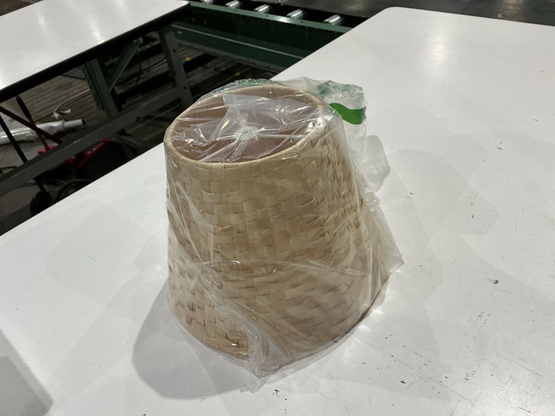 Condition photo showing Good Condition for aspen creative 32984, empire natural palm leaf spider shade, 6" top x 10" bottom x 8" slant 6" t x 10" b x 8" h palm leaf