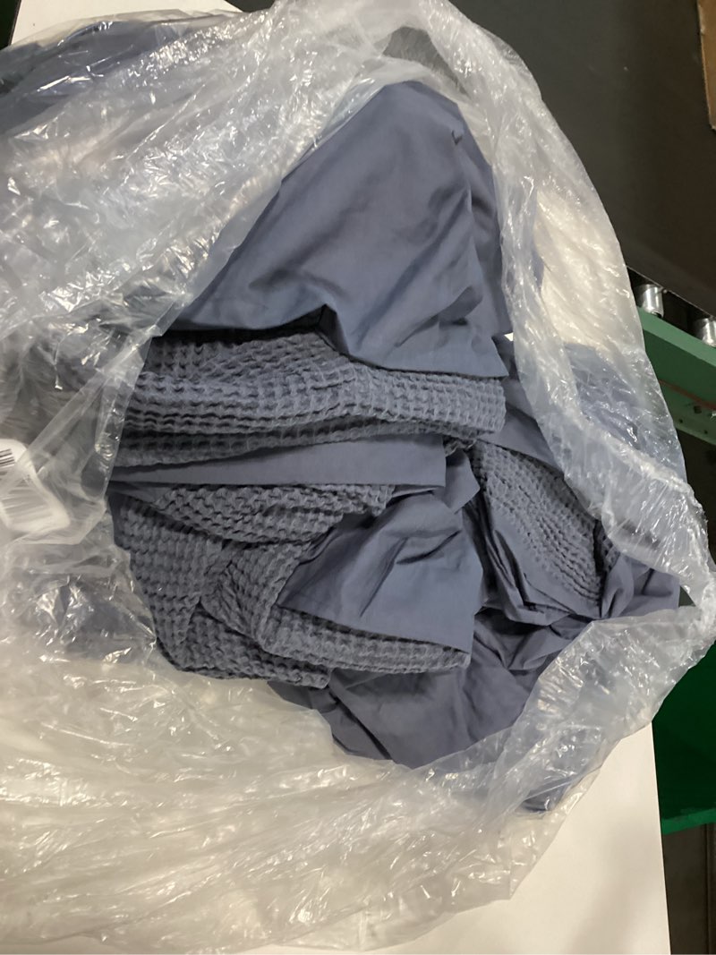 Condition photo showing As Is for organic waffle duvet cover, king/cal king, mineral