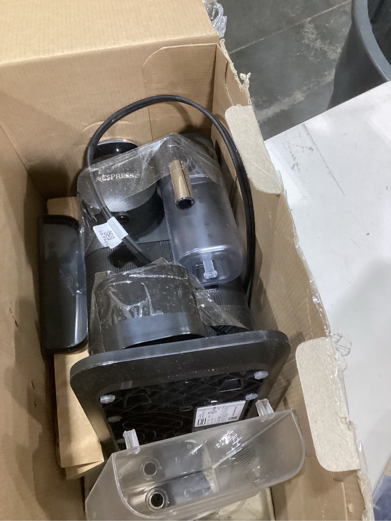 Condition photo showing As Is for Nespresso Lattissima One Original Espresso Machine with Milk Frother by De'Longhi, Shadow Black Machine with Latte Crema Shadow Black