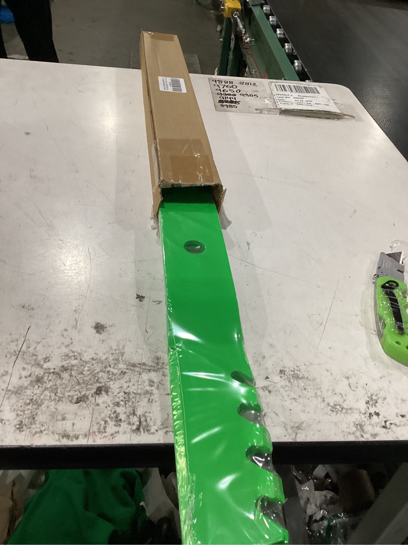 Condition photo showing New/Like New for 42" m170642 mulching blades fit for john deere x350 z345m z345r z335e x370 z315e z320m z320r z335m s220 s240 lawn mower replaces oem uc22008 m170639 gy20683 2 pack toothed