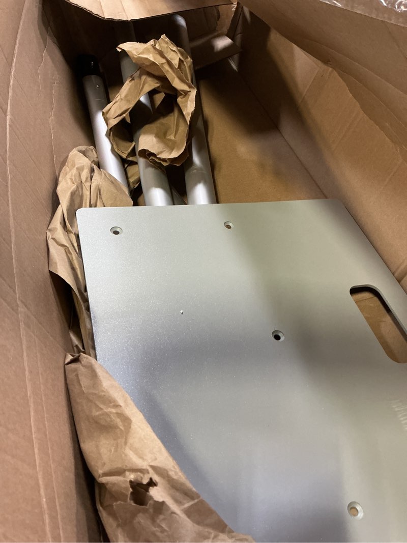 Condition photo showing As Is for (similar desing)(incomplete)pipe and drape backdrop stand, 10x10ft heavy duty adjustable backdrop frame with metal base, background holder for parties photography wedding photoshoot decoration 10x10ft silver