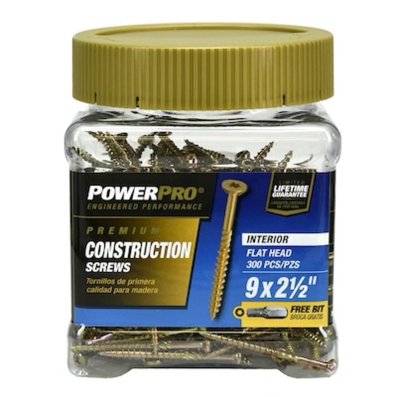 power pro #9 x 2-1/2-in yellow zinc interior trim screws ( 300 -per box )