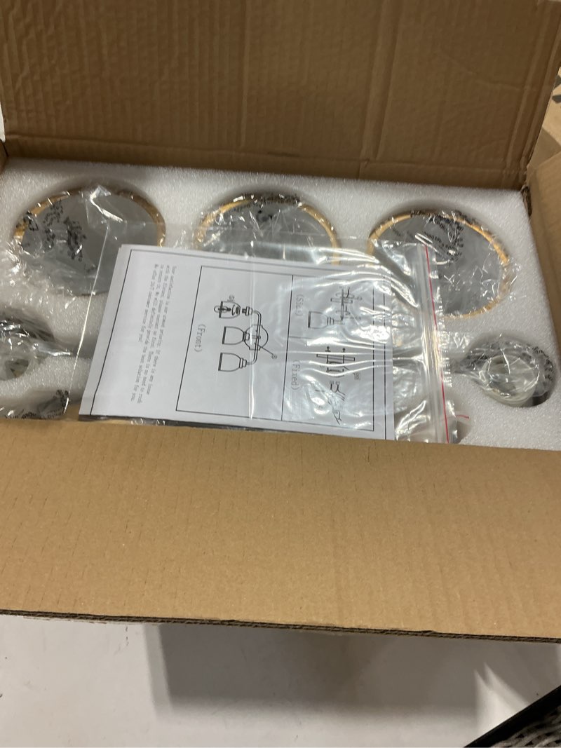Condition photo showing Good Condition for 3-light brushed gold bathroom light fixtures, with milk white glass | vintage wall mount over mirror vanity lights, anti-rust metal frame, e26 base, for bathroom, bedroom, hallway 3 lights