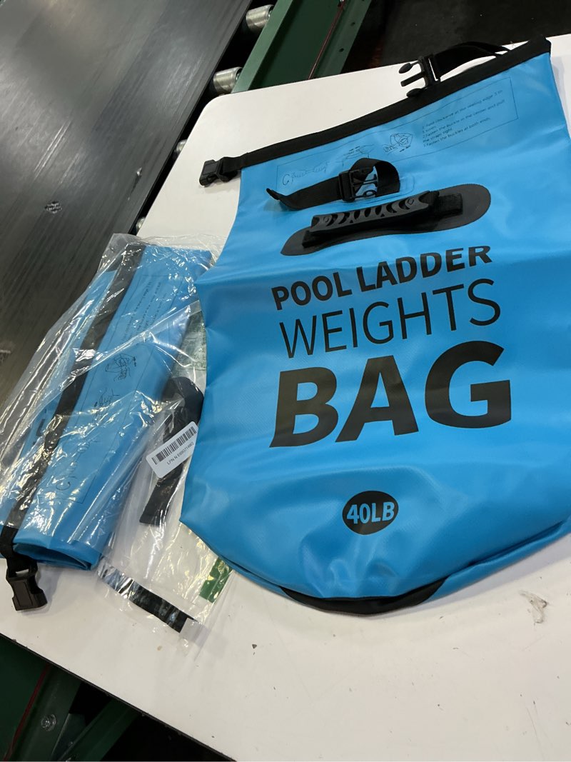 Condition photo showing Good Condition for piemow 2 pack 25l/60lb pool ladder weights - 500d pvc waterproof & no broken sand bag with handle, above ground pool accessories for stairs stabilizing