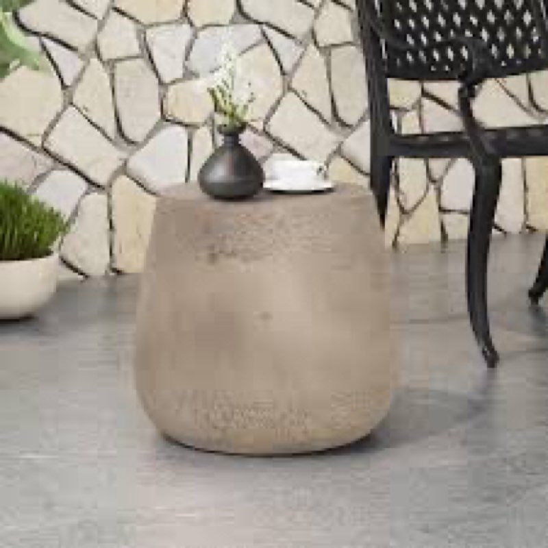 dove concrete drum end table