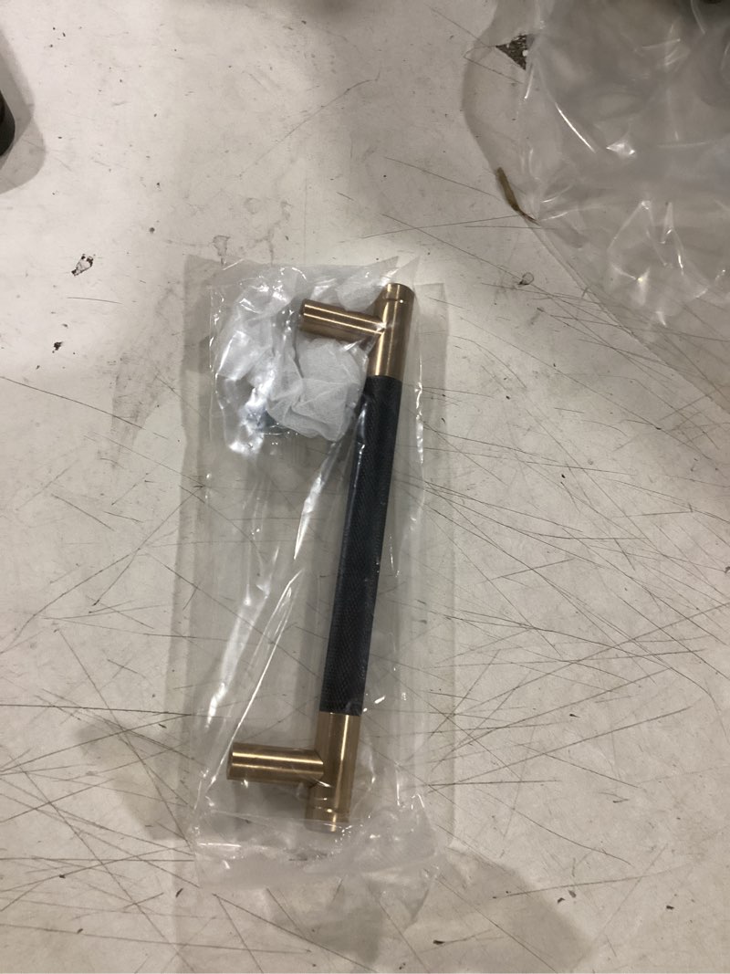 Condition photo showing Good Condition for 10 pack matte black and champagne bronze cabinet pulls knurled 5 inch hole centers kitchen cabinet handles drawer pulls cabinet hardware 5 in hole center black and champagne 10