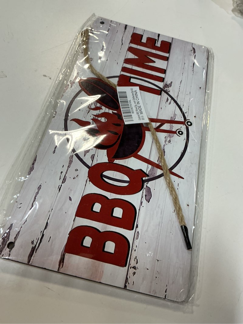 Condition photo showing New/Like New for BBQ Wood Sign, BBQ Time, Weathered Wood, Retro Summer Party Sign, Gift for Dad, BBQ Grill, BBQ Truck 12x6inches(hj145)