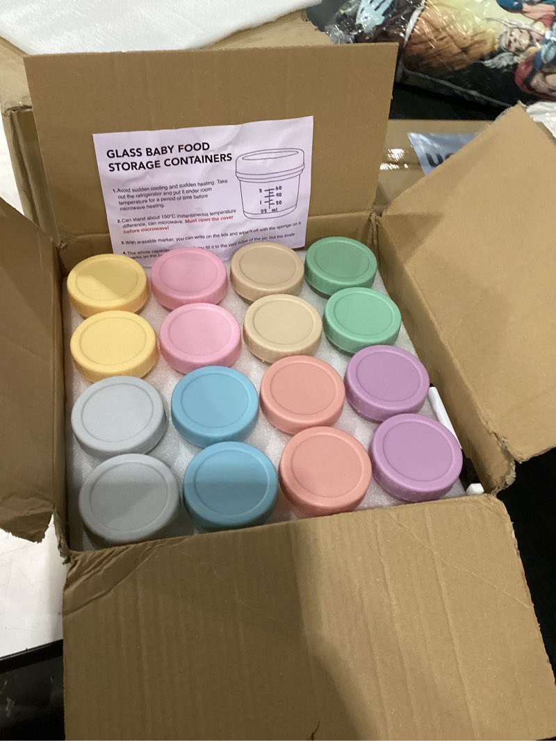 Condition photo showing New/Like New for 16 pack glass baby food storage containers, 4 oz leakproof baby food jars with lids, small glass food containers for infant baby, freezer & microwave safe, bpa free 16p