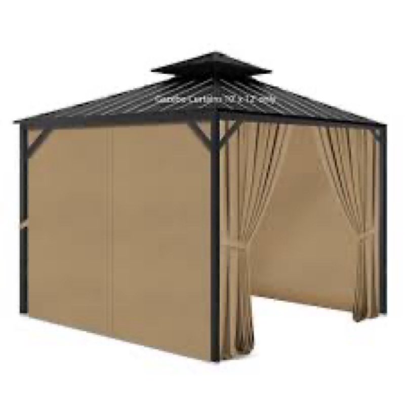 Gazebo Privacy Curtains 10' x 12' with Mosquito Windows, 4-Panels Side Wall with Zipper Universal Re