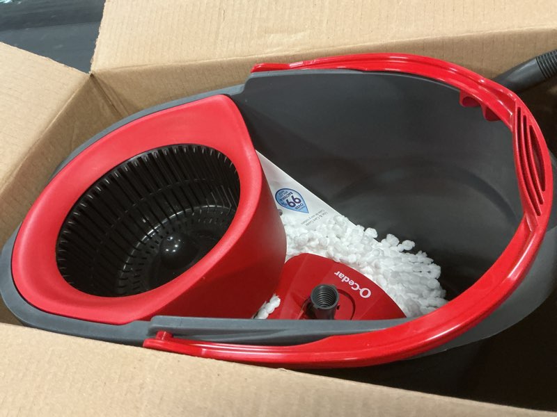 Condition photo showing Good Condition for O-Cedar EasyWring Microfiber Spin Mop, Bucket Floor Cleaning System, Red, Gray, Standard Easywring Spin Mop & Bucket