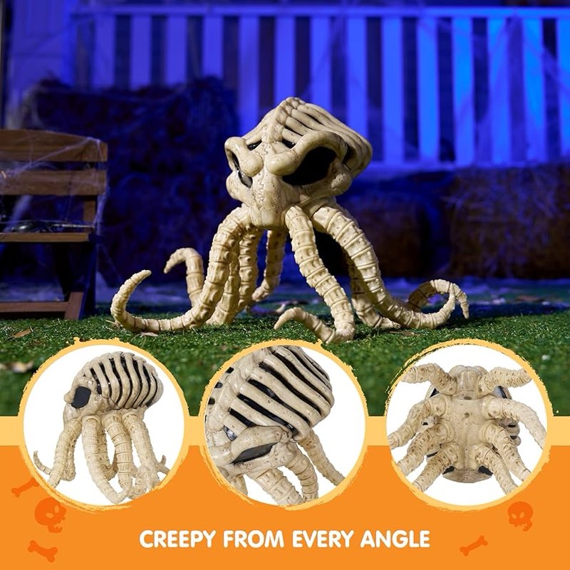 JOYIN Octopus Skeleton Halloween Decoration Animal Skeleton Plastic Bones for Yard Garden Graveyard 