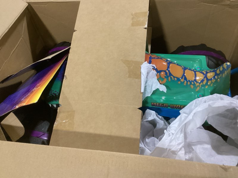 Condition photo showing Good Condition for Hot Wheels RC Monster Trucks Mega-Wrex in 1:6th Scale, Extra Large Remote-Control Toy Truck, More Than 2ft Long Multicolor