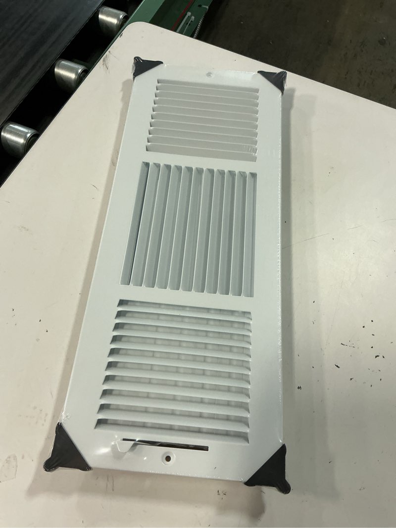 Condition photo showing New/Like New for hvac premium 18" x 6" 3-way air supply grille - vent cover & diffuser - flat stamped face - white [outer dimensions: 19.75"w x 7.75"h] 18 x 6 - 3 way