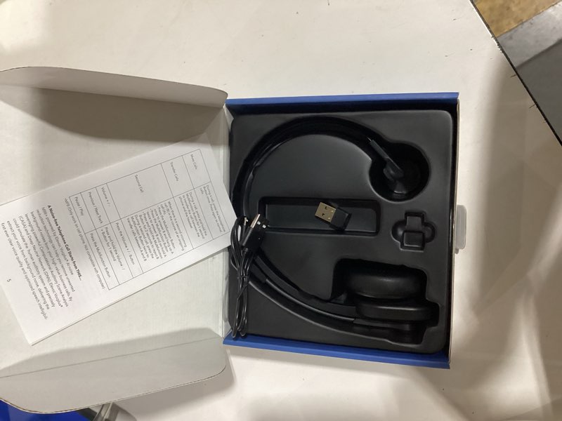 Condition photo showing Good Condition for sarevile bluetooth headset with usb dongle for computer, single-ear wireless headset with noise cancelling microphone for office & truckers, bluetooth v5.2 with mute button for work black