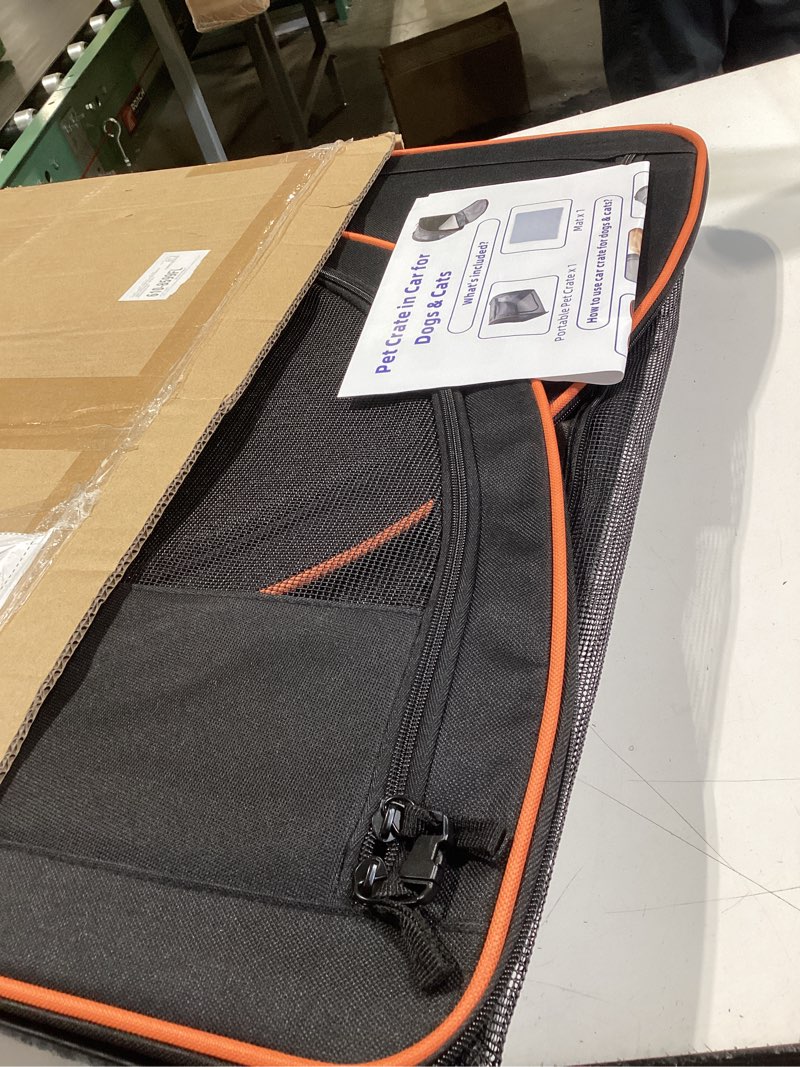 Condition photo showing Good Condition for dog car seat, enclosed carrier for pets travel safety dog crate soft-sided covered car kennel carrier for backseat for medium dogs