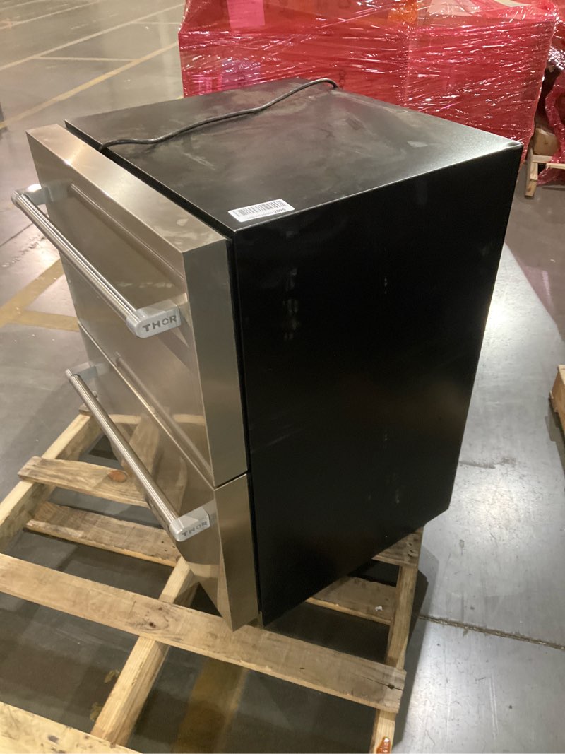 Condition photo showing As Is for thor kitchen indoor/outdoor 24-inch freezer drawer in stainless steel - model trz24u